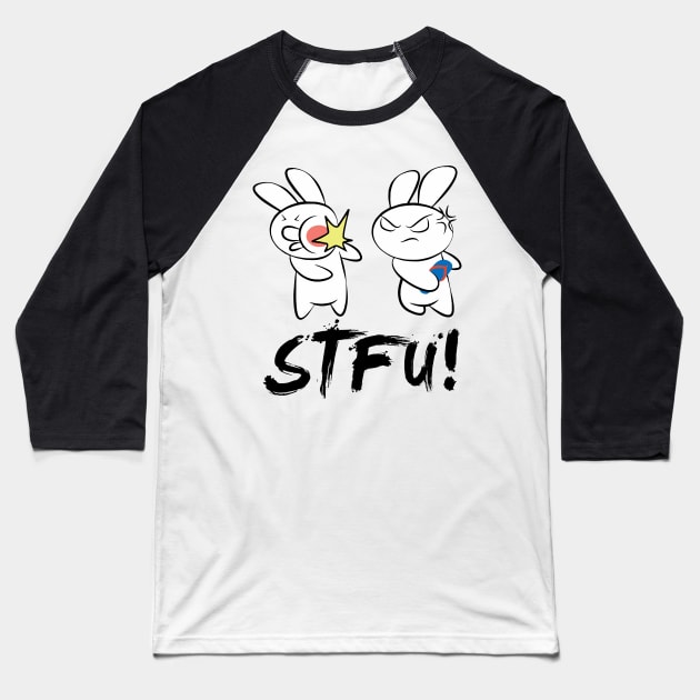STFU ! Funny Bunny flip flop Slap Meme Baseball T-Shirt by GothicDesigns